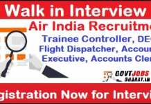 Air India Recruitment 2019 – Walk in For 210 Trainee Controller, DEO & Other Posts Air India Recruitment