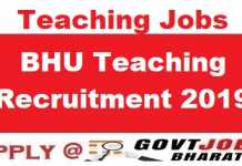 BHU Teaching Recruitment 2019 – Apply Online For 439 Post Asst Professor BHU Teaching Recruitment