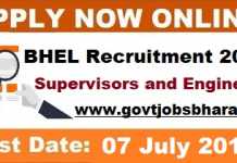 BHEL Recruitment 2019 – Apply Online Supervisors and Engineer Posts BHEL Recruitment 2019