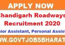 Chandigarh Roadways Recruitment 2020, Apply For PA & Assistant Post Chandigarh Roadways Recruitment
