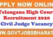 Telangana High Court Recruitment 2020 – Apply Online For 87 Civil Judge Posts Telangana High Court