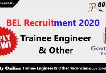 BEL Recruitment 2020 – Apply Online For 33 Trainee Engineer & Other Posts BEL Recruitment 2020
