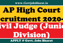 AP High Court Recruitment 2020 – Apply Online For 68 Civil Judge Posts AP High Court Recruitment 2020