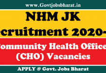 NHM JK Recruitment 2021 – Apply Online For 400 CHO Posts NHM JK Recruitment