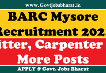BARC Mysore Recruitment 2021 – Apply Online for 47 Fitter, Carpenter Posts BARC Mysore Recruitment 2021