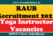 RAUB Recruitment 2021 – Apply Online For 23 Yoga Instructor Posts RAUB Recruitment 2021