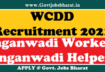 WCDD Recruitment 2021 – Apply Online For 101 Anganwadi Workers, Anganwadi Helpers Posts WCDD Recruitment 2021