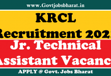 KRCL Recruitment 2021, Walk in 18 Jr. Technical Assistant Posts KRCL Recruitment 2021