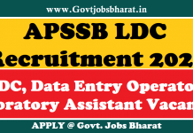 APSSB LDC Recruitment 2021 – Apply Online For 179 LDC, Data Entry Operator, Laboratory Assistant And Other Posts APSSB LDC Recruitment 2021