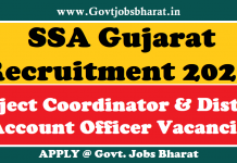 SSA Gujarat Recruitment 2021 – Apply Online for Project Coordinator and District Account Officer Posts SSA Gujarat Recruitment 2021