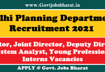 Delhi Planning Department Recruitment 2021 – Apply For Director, Joint Director, Deputy Director, Sr. System Analyst, Young Professional & Interns Posts Delhi Planning Department Recruitment