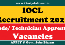 IOCL Recruitment 2021 – Apply Online for 480 Trade/ Technician Apprentice Posts IOCL Recruitment 2021
