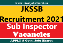 JKSSB Recruitment 2021 – Apply Online for 800 SI Posts JKSSB Recruitment 2021
