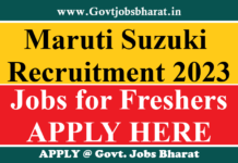 Maruti Suzuki Recruitment 2023 – Apply Online For Various Posts Maruti Suzuki Recruitment 2023