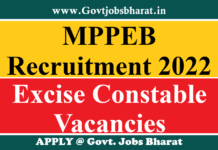MPPEB Recruitment 2022 – Apply Online for 200 Excise Constable Posts MP Excise Constable Recruitment 2022