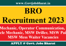 BRO Recruitment 2023 – Apply Online for Radio Mechanic, Operator Communication & Other Posts BRO Recruitment 2023