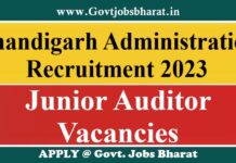 Chandigarh Administration Recruitment 2023 – Apply Online for 29 Junior Auditor Posts Chandigarh Administration Recruitment 2023