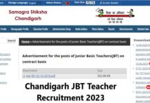 Chandigarh JBT Teacher Recruitment 2023 – Apply Online for 293 Junior Basic Training (JBT) Teacher/ Primary Teacher (PRT) Posts Chandigarh JBT Teacher Recruitment